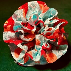 Silk Scrunchie from Kyoto, Japan * Poppy Flowers * Woven Jacquard * Handmade